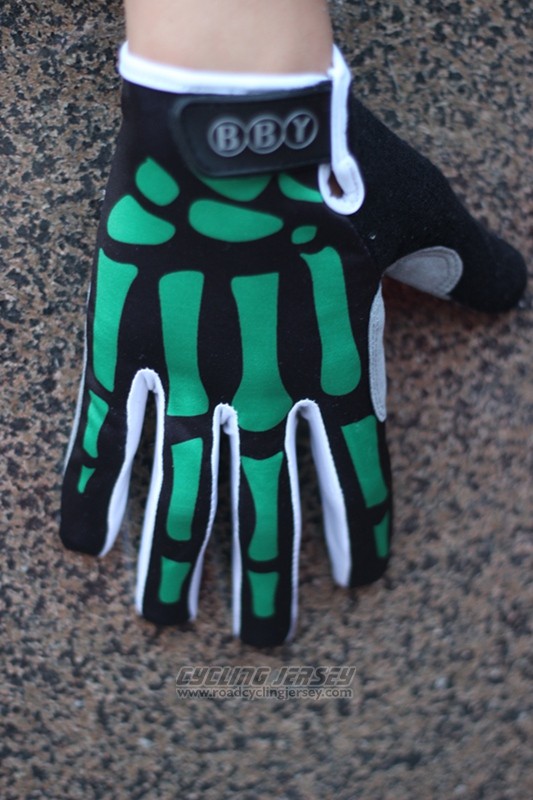 Skull Full Finger Gloves Cycling Black and Green